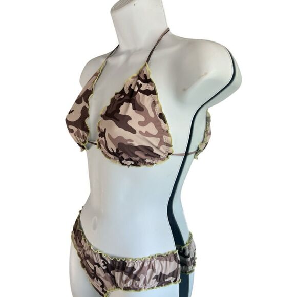 Unbranded Bikini Top And Bottom Camuflase Printed In Light Brown Color Size S - Picture 2 of 6